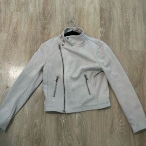 Beige faux suede crop jacket